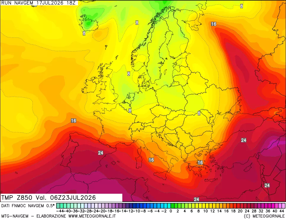 mappa Temperatura a 850 hPa