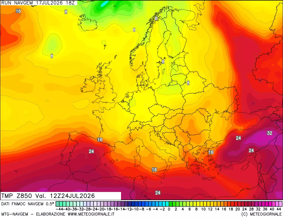 mappa Temperatura a 850 hPa