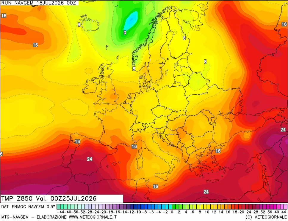 mappa Temperatura a 850 hPa