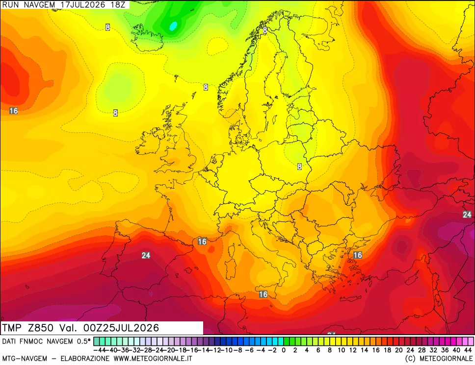 mappa Temperatura a 850 hPa