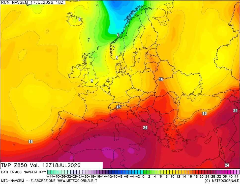 mappa Temperatura a 850 hPa
