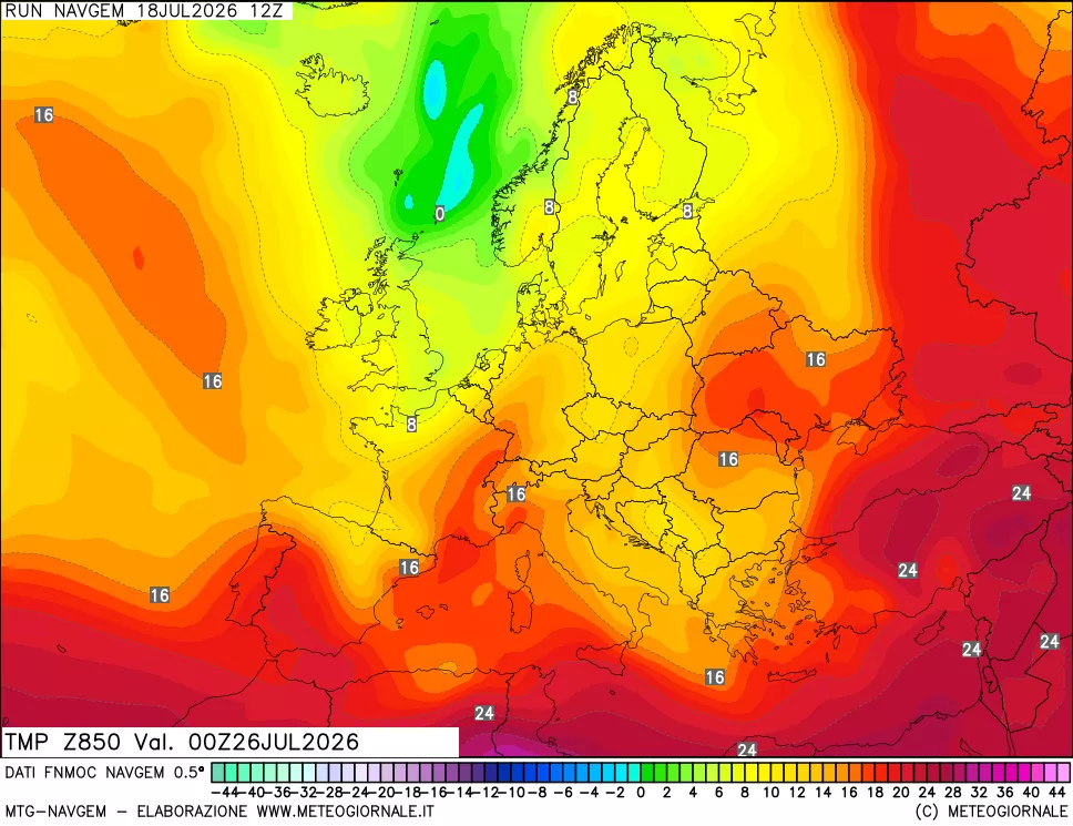 mappa Temperatura a 850 hPa
