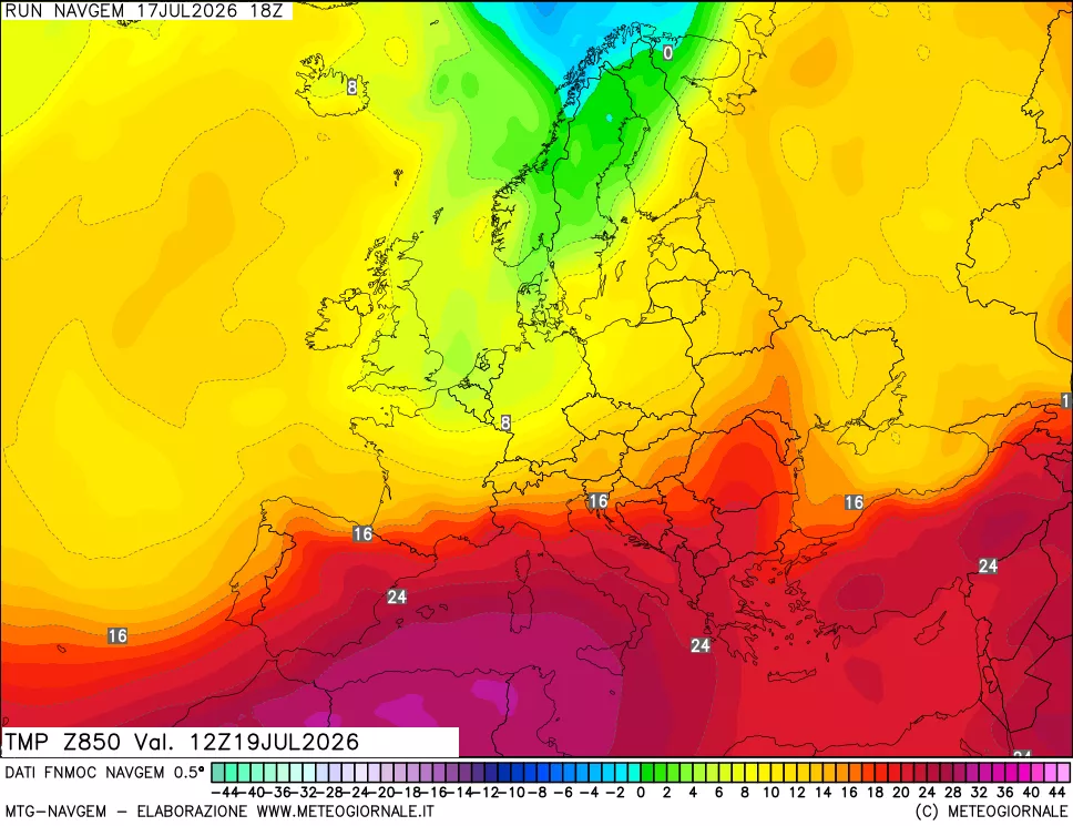 mappa Temperatura a 850 hPa