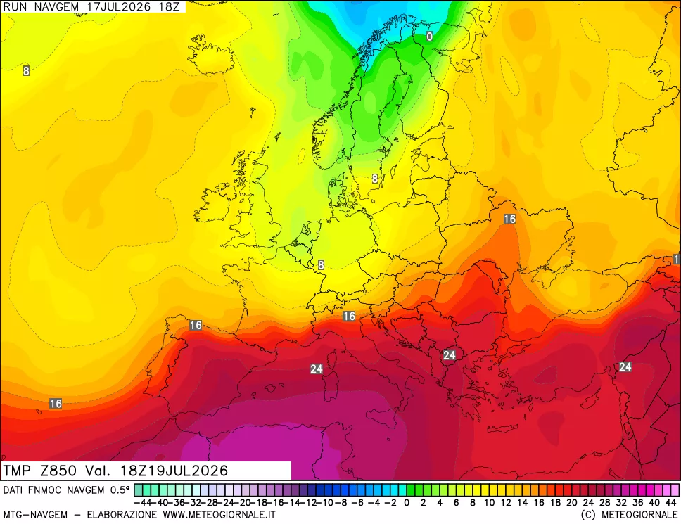mappa Temperatura a 850 hPa