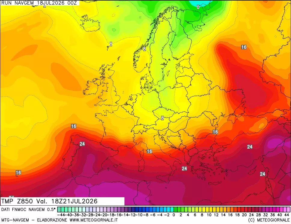 mappa Temperatura a 850 hPa