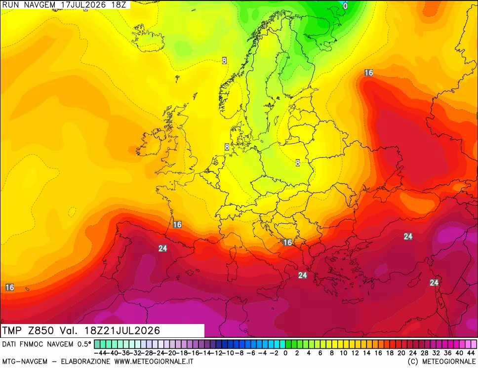 mappa Temperatura a 850 hPa